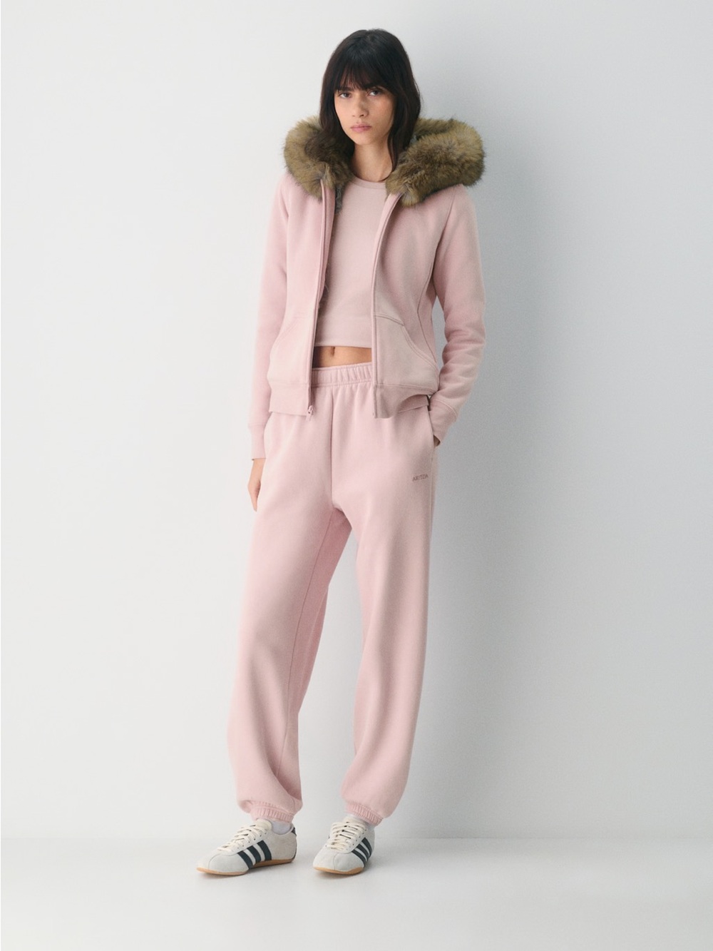 Aritzia Cozy Sweatfleece Snug Zip Fur Hoodie Size 2XS NWT